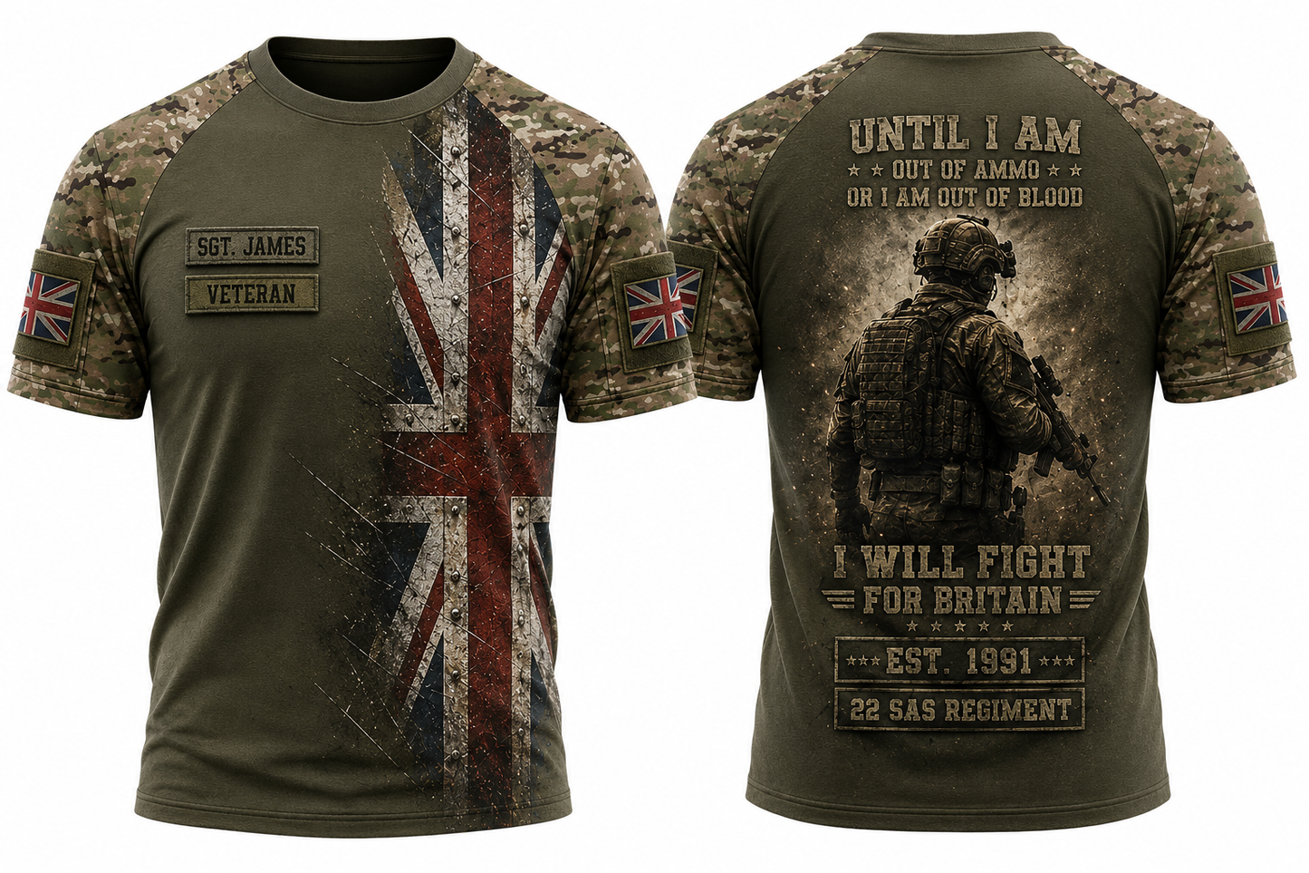 Custom Name British Veteran Tactical Premium Military T-Shirt UK Army Elite Unit Shirt