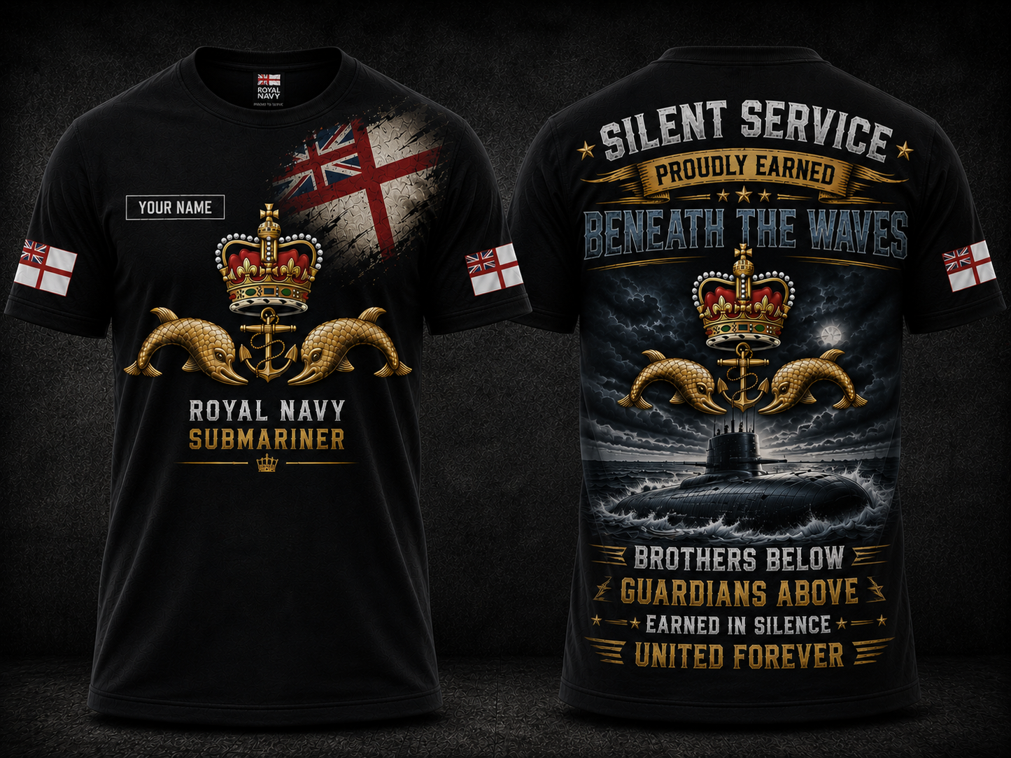 Royal Navy Submariner Brothers Below Guardians Above Custom Name 3D T-Shirt