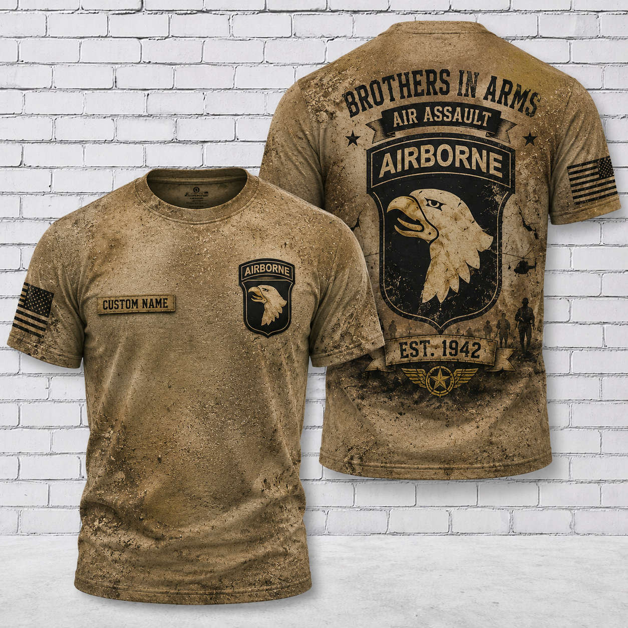 101st Airborne Combat Veteran Edition 3D T-Shirt Brothers In Arms Military Tee