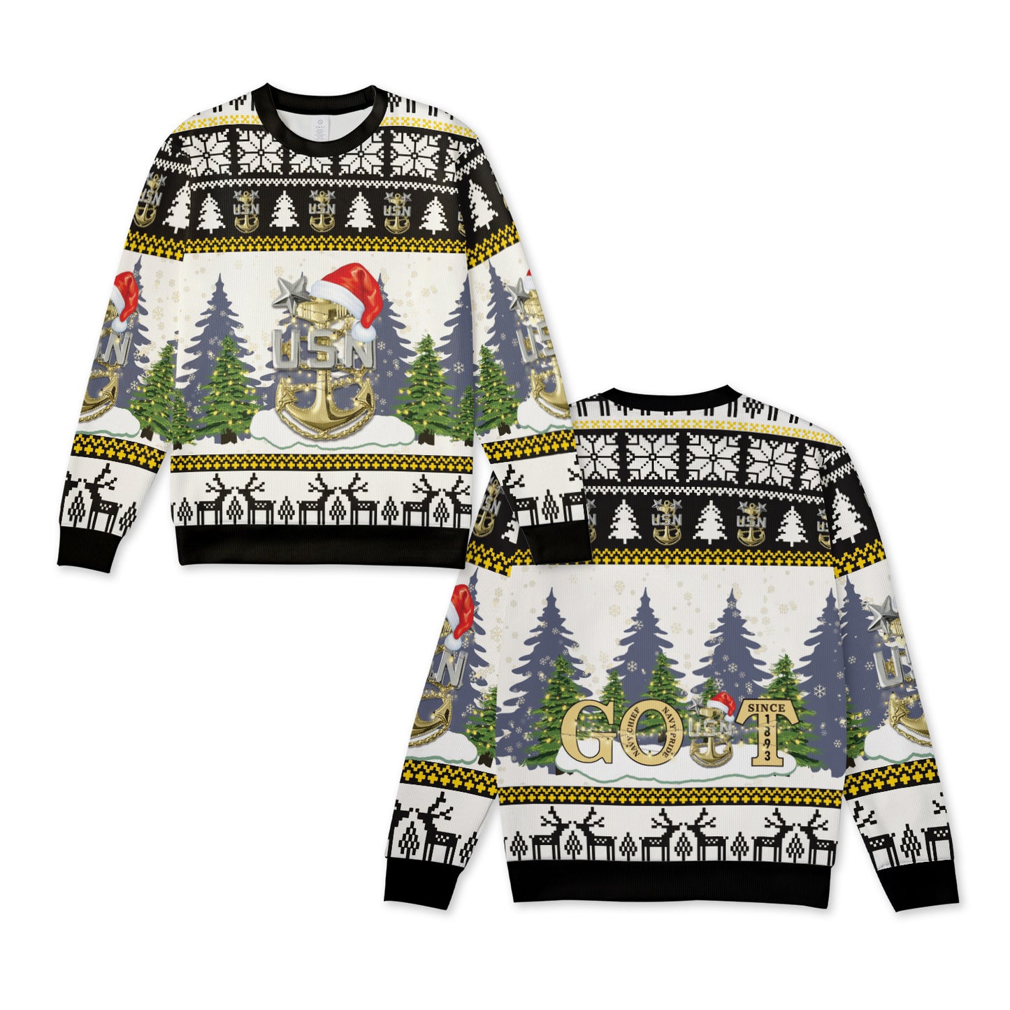 US Navy Master Chief GOAT Christmas Knitted Sweater