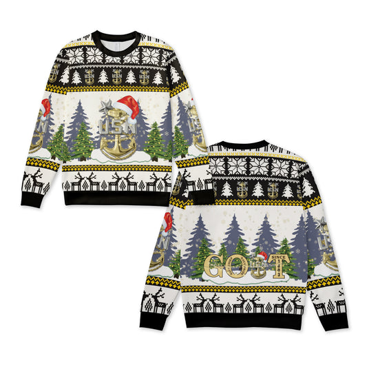 US Navy Master Chief GOAT Christmas Knitted Sweater