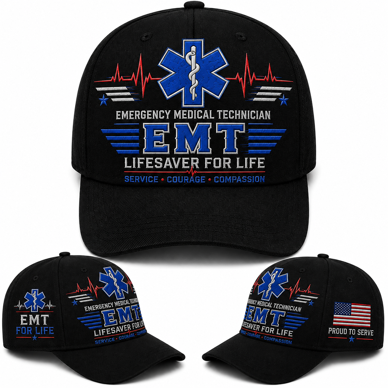EMT Lifesaver For Life Emergency Medical Technician Baseball Cap