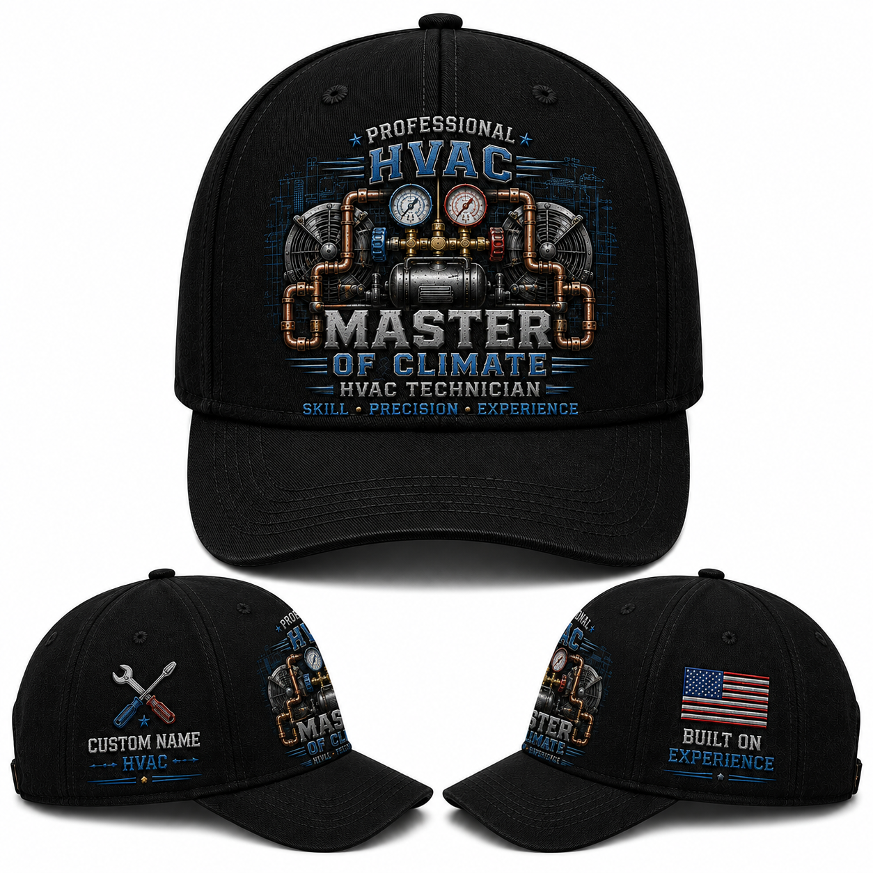 Custom Name Professional HVAC Master Of The Climate Baseball Cap