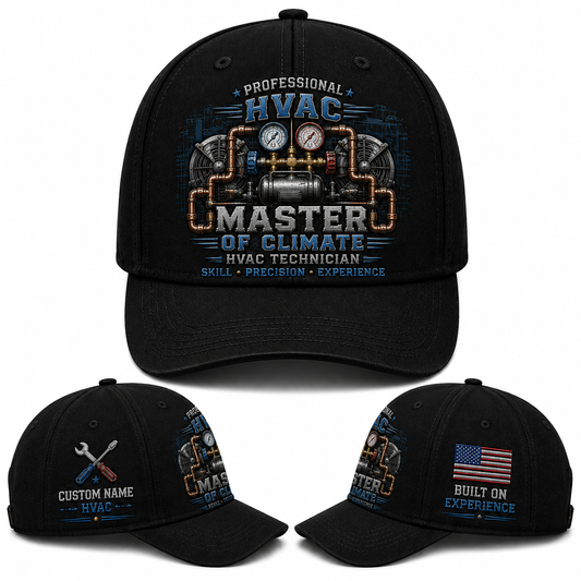 Custom Name Professional HVAC Master Of The Climate Baseball Cap