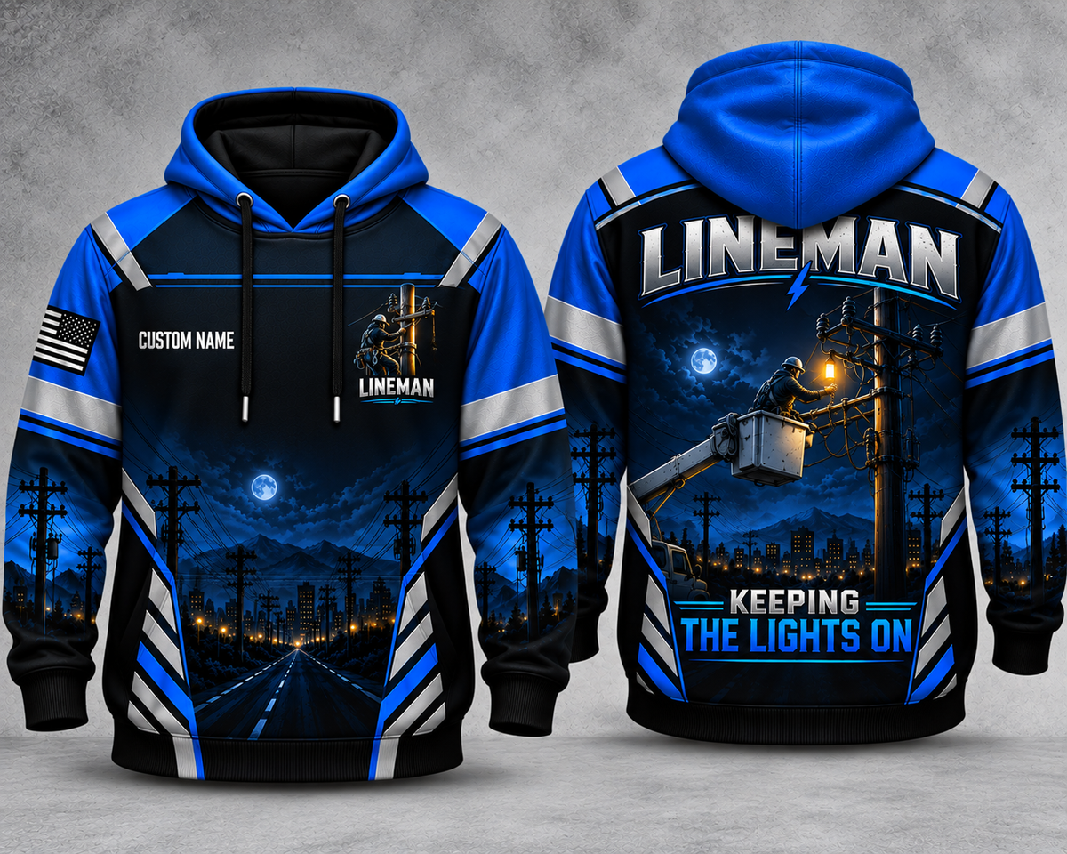 Personalized Lineman Keeping The Lights On 3D Hoodie