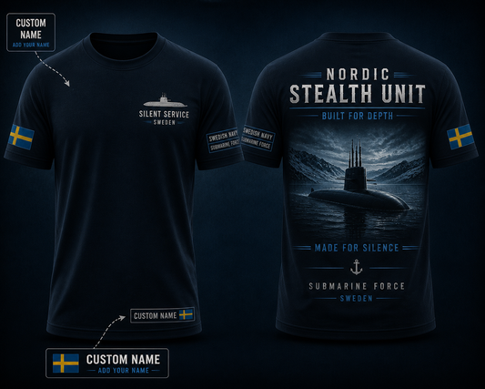 Sweden Nordic Stealth Unit Submarine Shirt Silent Service Navy Tee