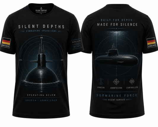 Germany Submarine Silent Depths T-Shirt Minimal Stealth Naval Operations Premium European Style