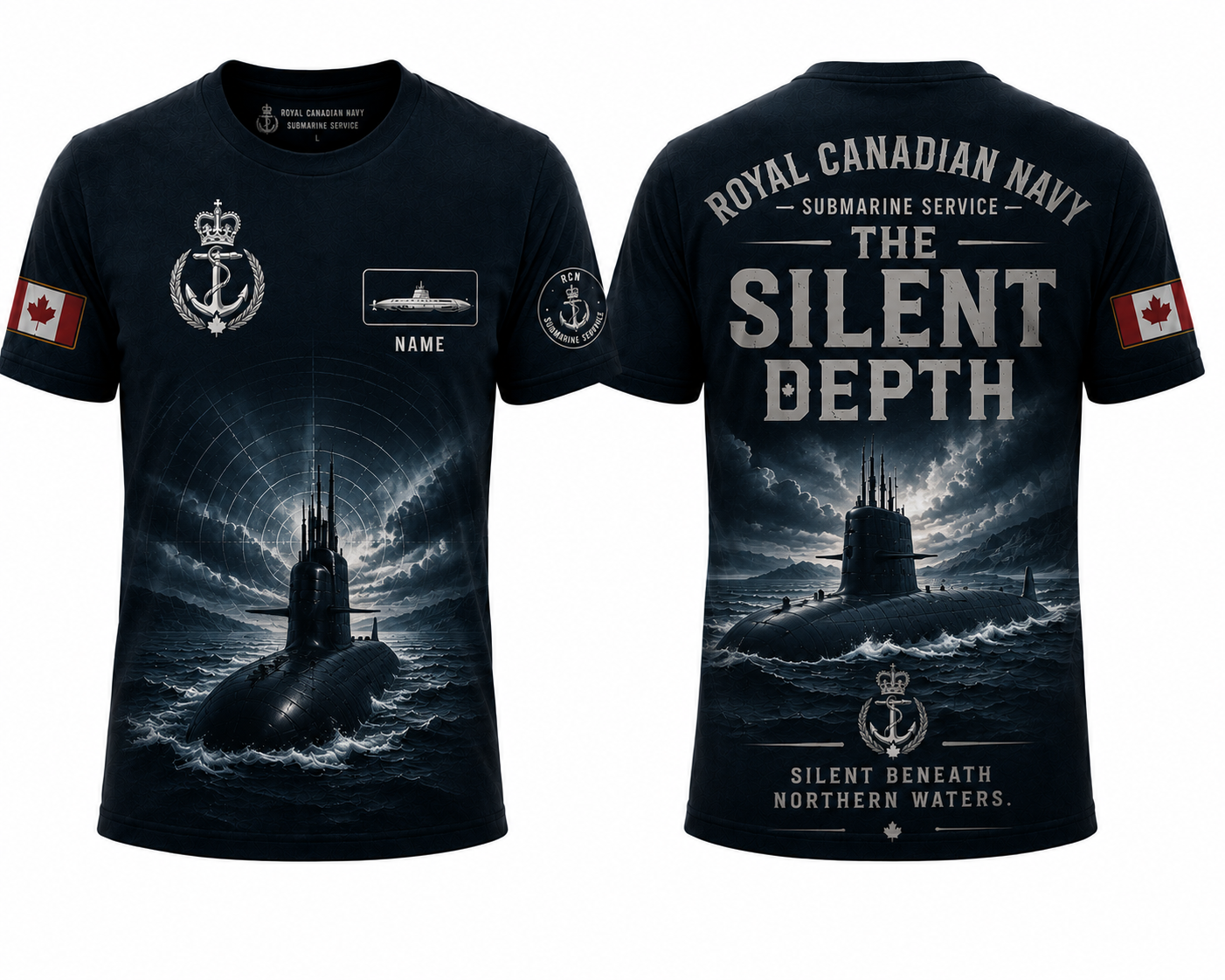 Custom Name Royal Canadian Navy Deep Atlantic 3D T-Shirt