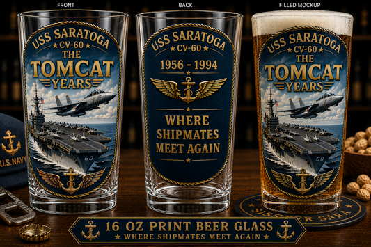 USS Saratoga CV-60 Where Shipmates Meet Again 16 Oz Pint Glass