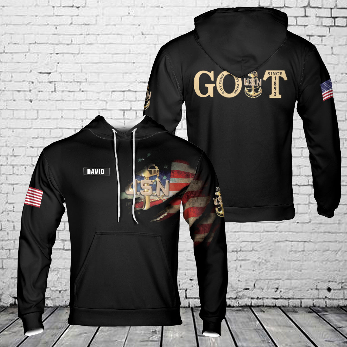 Custom Name US Navy senior Chief GOAT 3D Hoodie