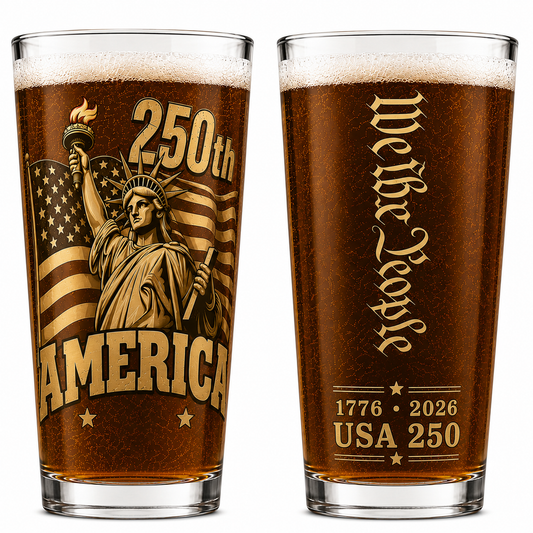 America 250th Anniversary Personalized Beer Glass 1776-2026 Patriotic Gift