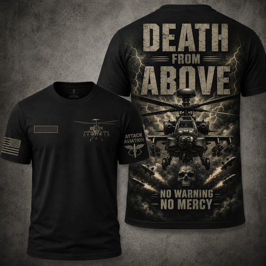 Death From Above Apache Attack Helicopter 3D T-Shirt