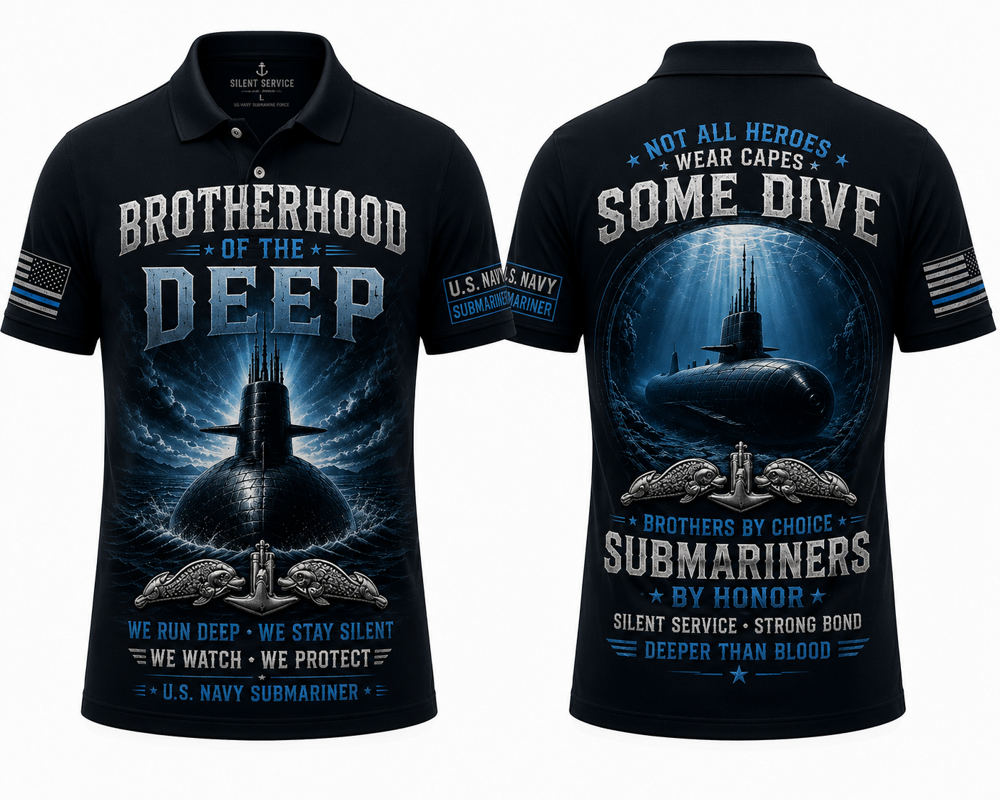Brotherhood Of The Deep Polo Shirt - US Navy Submariner Veteran Apparel