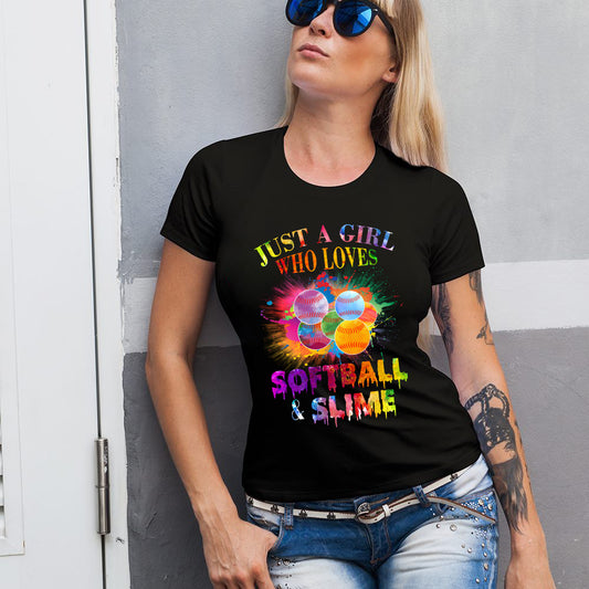 Just a Girl who loves softball and slime Classic Unisex T-Shirt Gildan 5000 (Made In US)