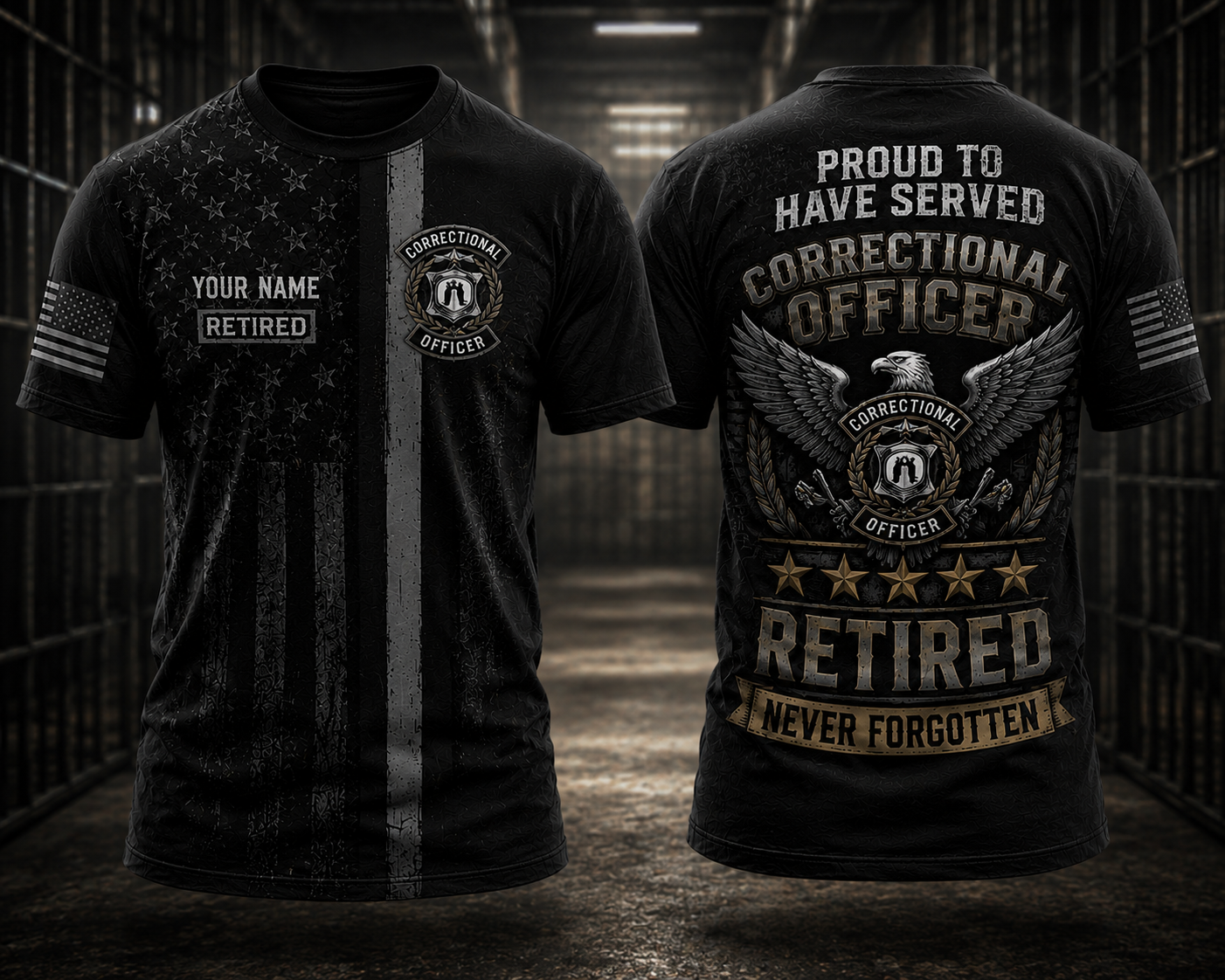 Custom Name Correctional Officer Retired 3D T-Shirt - Proud to Have Served Gift