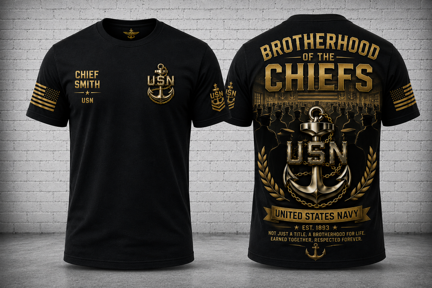 US Navy Brotherhood Of The Chiefs 3D T-Shirt - Chief Petty Officer Gift