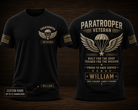 Paratrooper Veteran Shirt Built For The Drop Custom Name