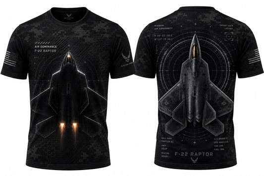 F-22 Raptor Ghost Stealth 3D T-Shirt Air Superiority Fighter Jet Tee