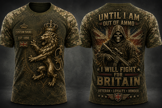 Custom British Lion Heritage Veteran T-Shirt Royal Military UK Patriotic Shirt