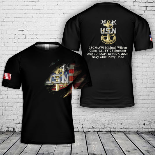 Custom Rank, Name, Class & Year US Master Chief 3D T-Shirt