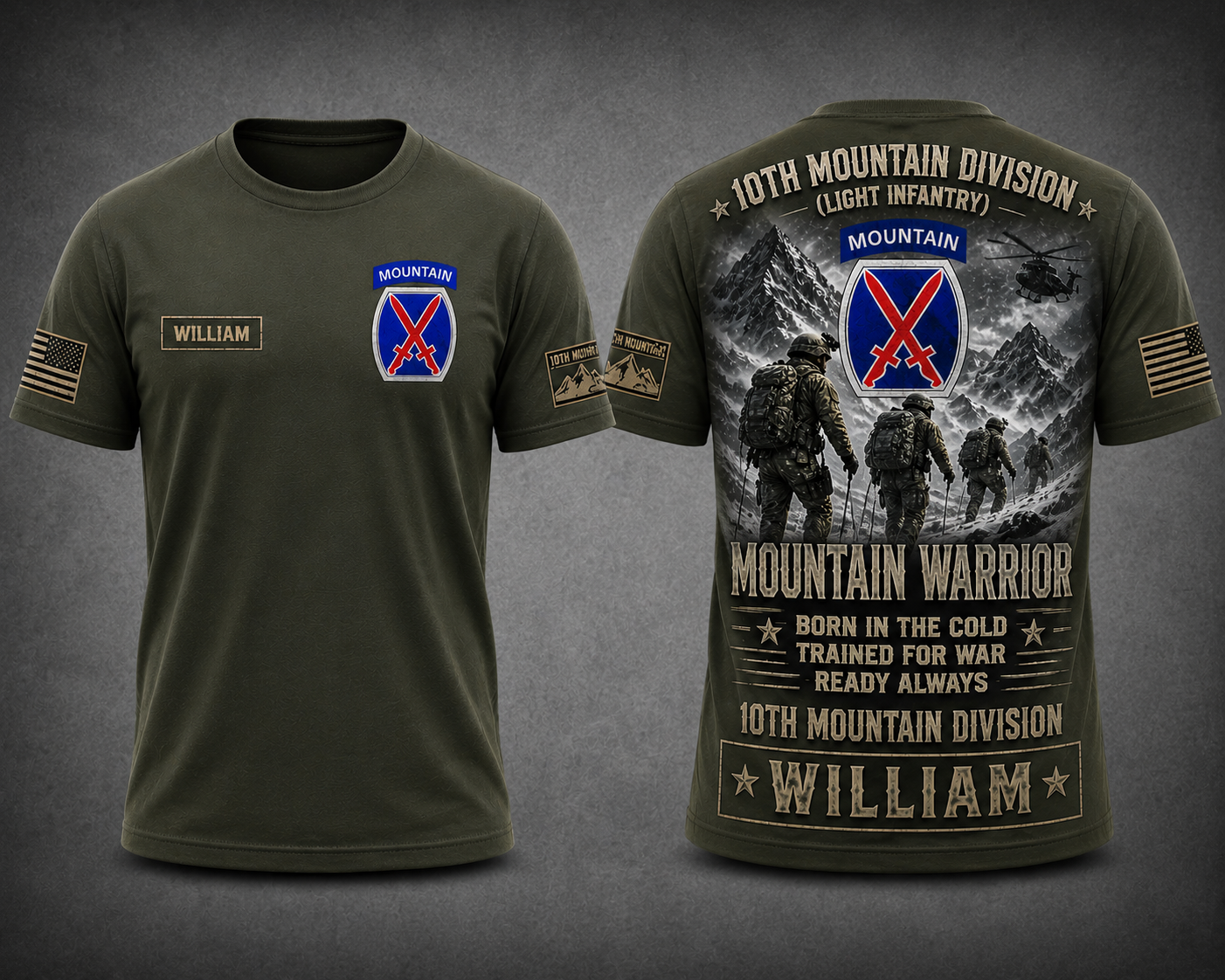 10th Mountain Division Mountain Warrior Shirt Army Combat Veteran Tee