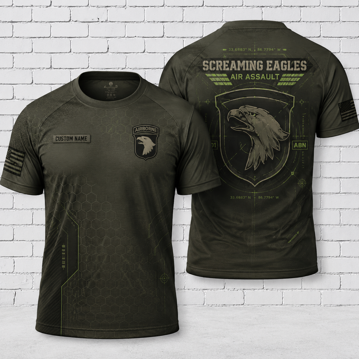 101st Airborne Tactical Modern 3D T-Shirt Screaming Eagles Air Assault Tee