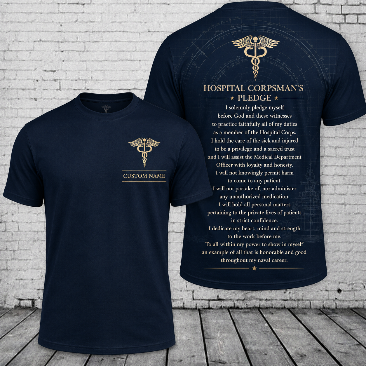 Custom Hospital Corps Silent Caregiver 3D T-Shirt - Veteran Reunion Military Gift