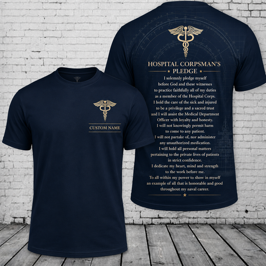 Custom Hospital Corps Silent Caregiver 3D T-Shirt - Veteran Reunion Military Gift