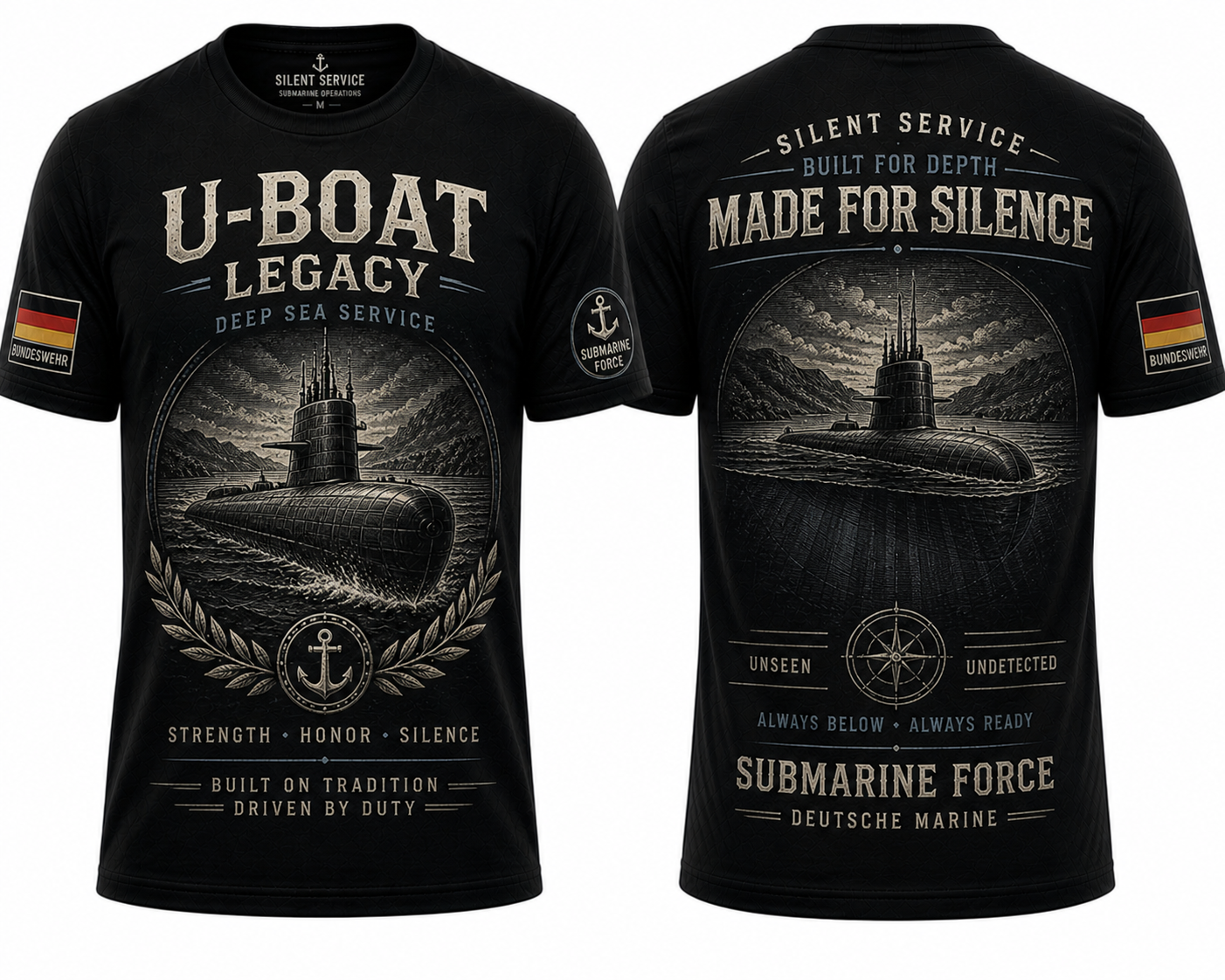 Germany Submarine U Boat Legacy T-Shirt Deep Sea Service Vintage Naval Premium Style