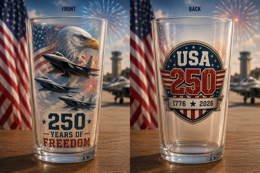 F-15 Eagle Freedom Flight USA 250 16oz Pint Glass Beer Glass 250 Years Of Freedom