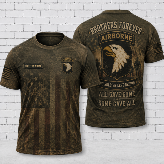 101st Airborne Brotherhood Memorial 3D T-Shirt No Soldier Left Behind Tee