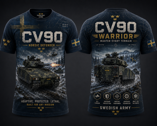 Swedish Army CV90 Nordic Defender Military 3D T-Shirt