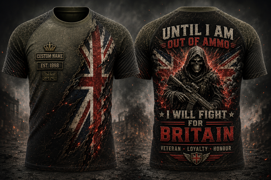 British Veteran Tactical Flag Hybrid T-Shirt Modern Combat UK Military Shirt