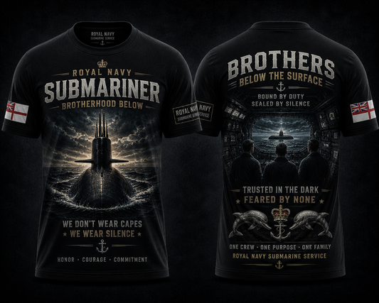 Royal Navy Brotherhood Below Submarine Shirt Veteran Pride Tee
