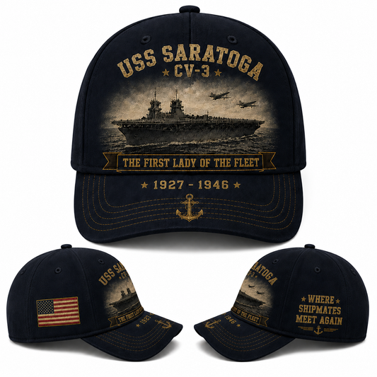 USS Saratoga CV-3 Baseball Cap The First Lady Of The Fleet Veteran Hat