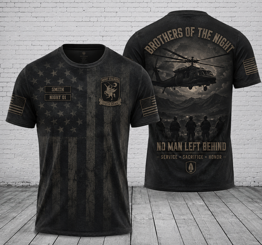 160th SOAR Brotherhood Of The Night 3D T-Shirt No Man Left Behind Tee
