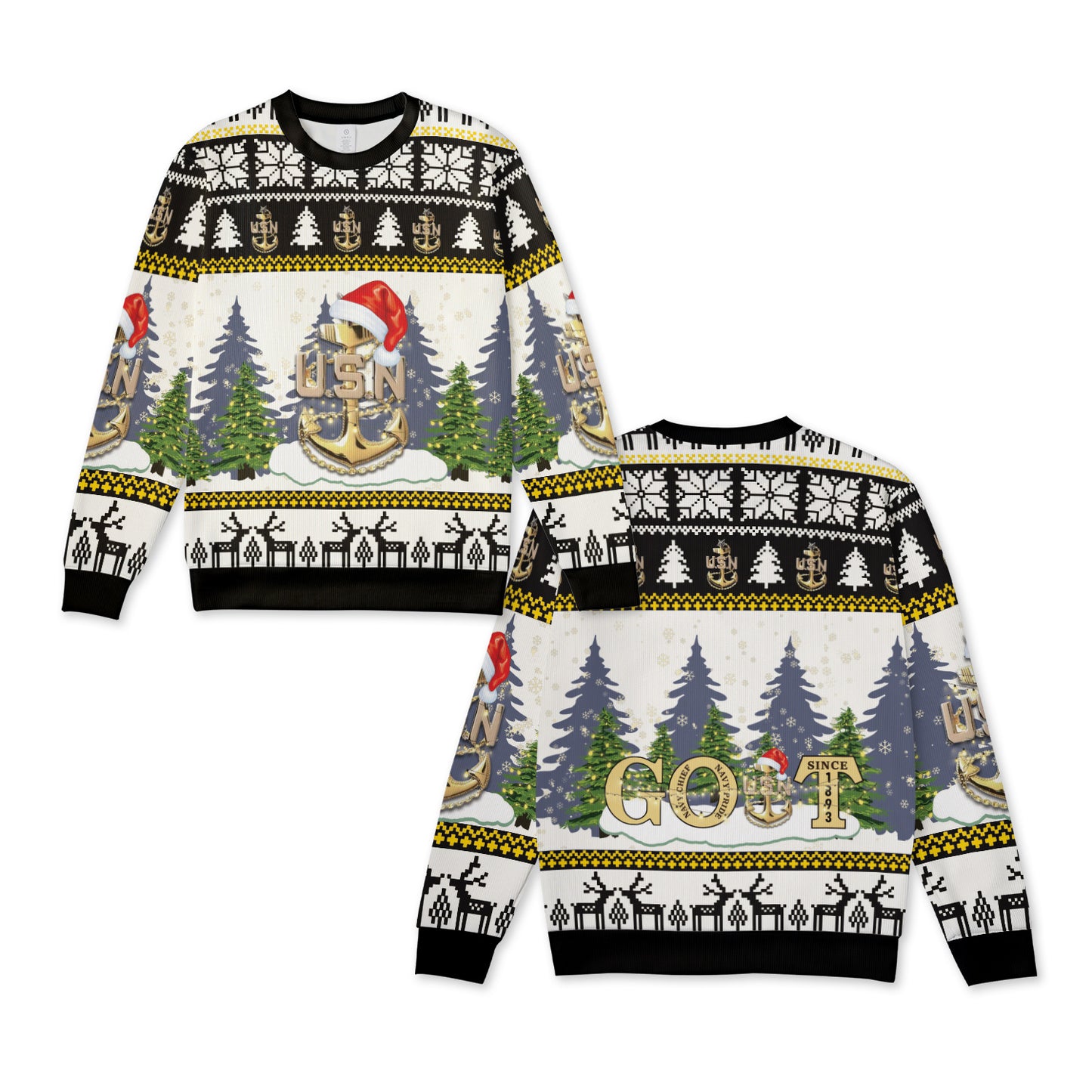 US Navy Senior Chief GOAT Christmas Knitted Sweater