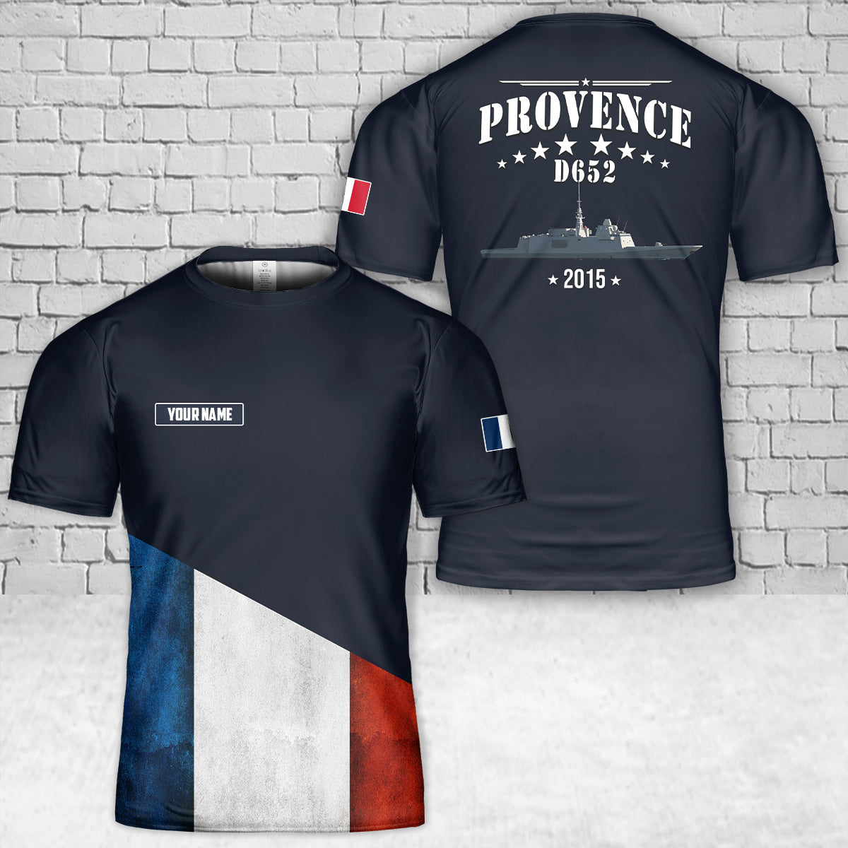 Custom Name French Navy Provence (D652) T-Shirt 3D