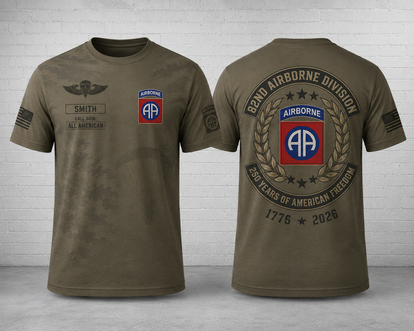 82nd Airborne Heritage Elite 250 Custom Name 3D T-Shirt USA 250 Veteran Shirt