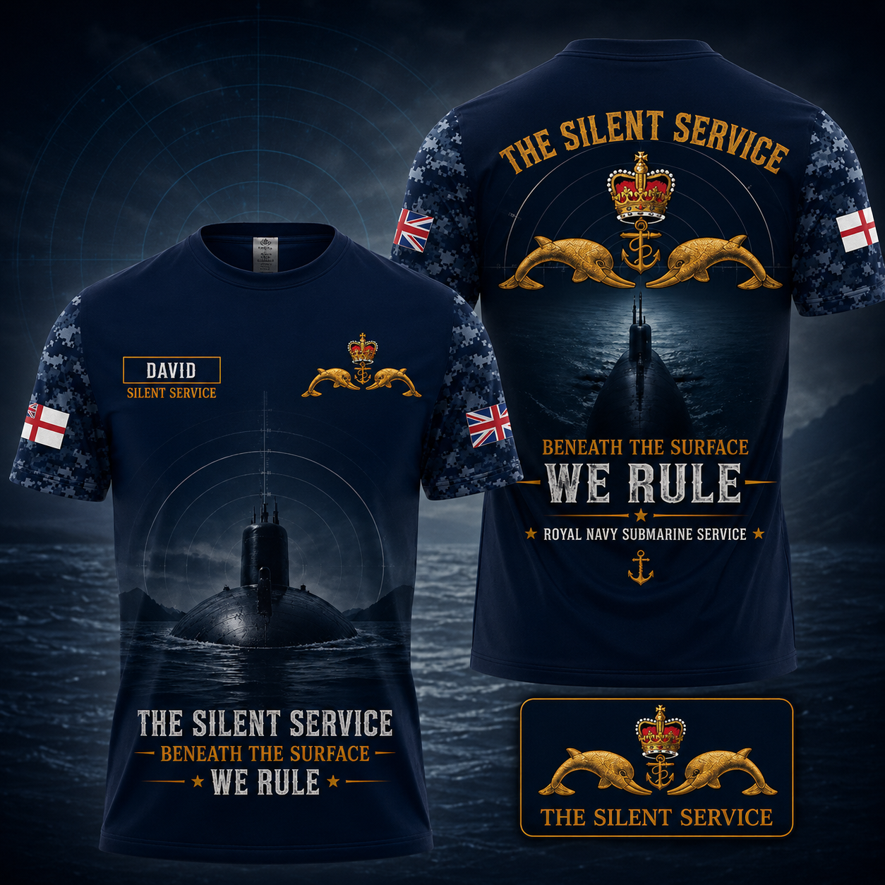 Royal Navy Submarine Silent Service Beneath The Surface We Rule Custom Name T-Shirt