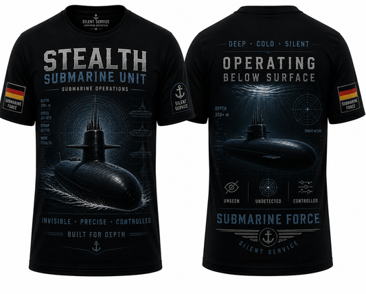 Germany Submarine Stealth Unit T-Shirt Invisible Precise Naval Operations Modern Military Style