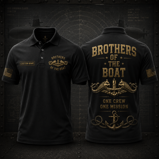 Custom Name Brothers of the Boat U.S. Navy Submarine Force Polo Shirt