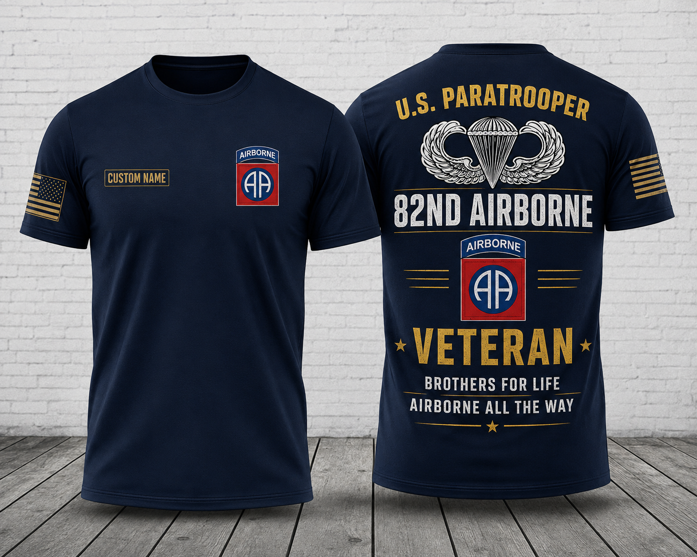 Custom Name 82nd Airborne Veteran U.S. Paratrooper 3D T-Shirt