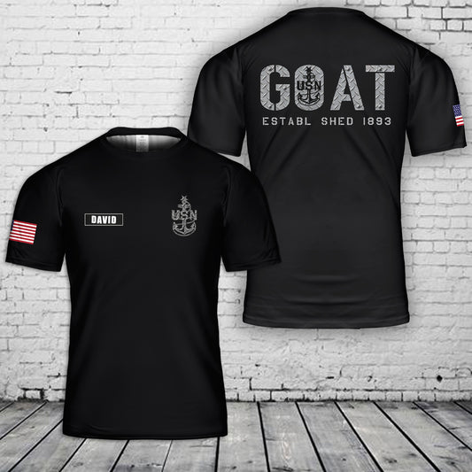 Custom Name US Navy GOAT 3D T-Shirt