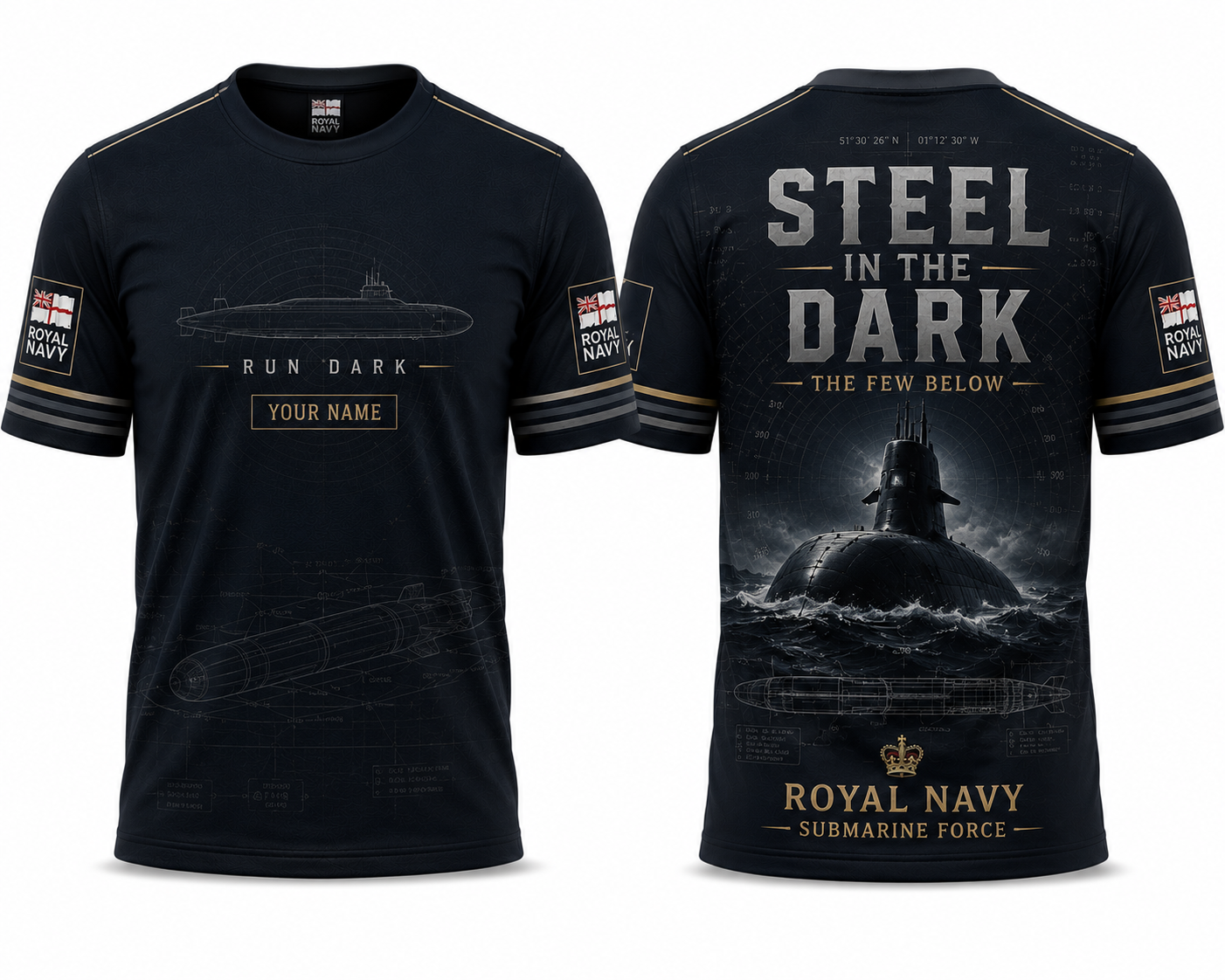Royal Navy Submarine Force Steel In The Dark 3D T-Shirt