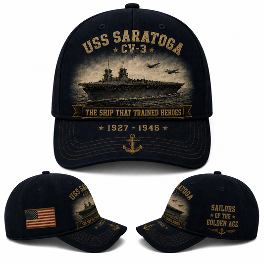 USS Saratoga CV-3 Sailors Of The Golden Age Baseball Cap WWII Style