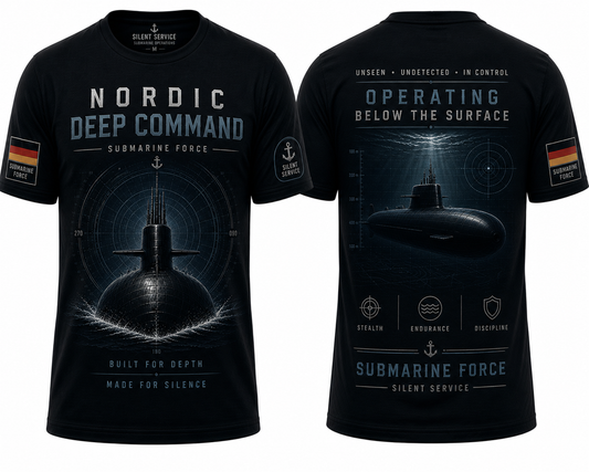 Germany Submarine Nordic Deep Command T-Shirt Minimal Naval Force Silent Service Premium EU Style