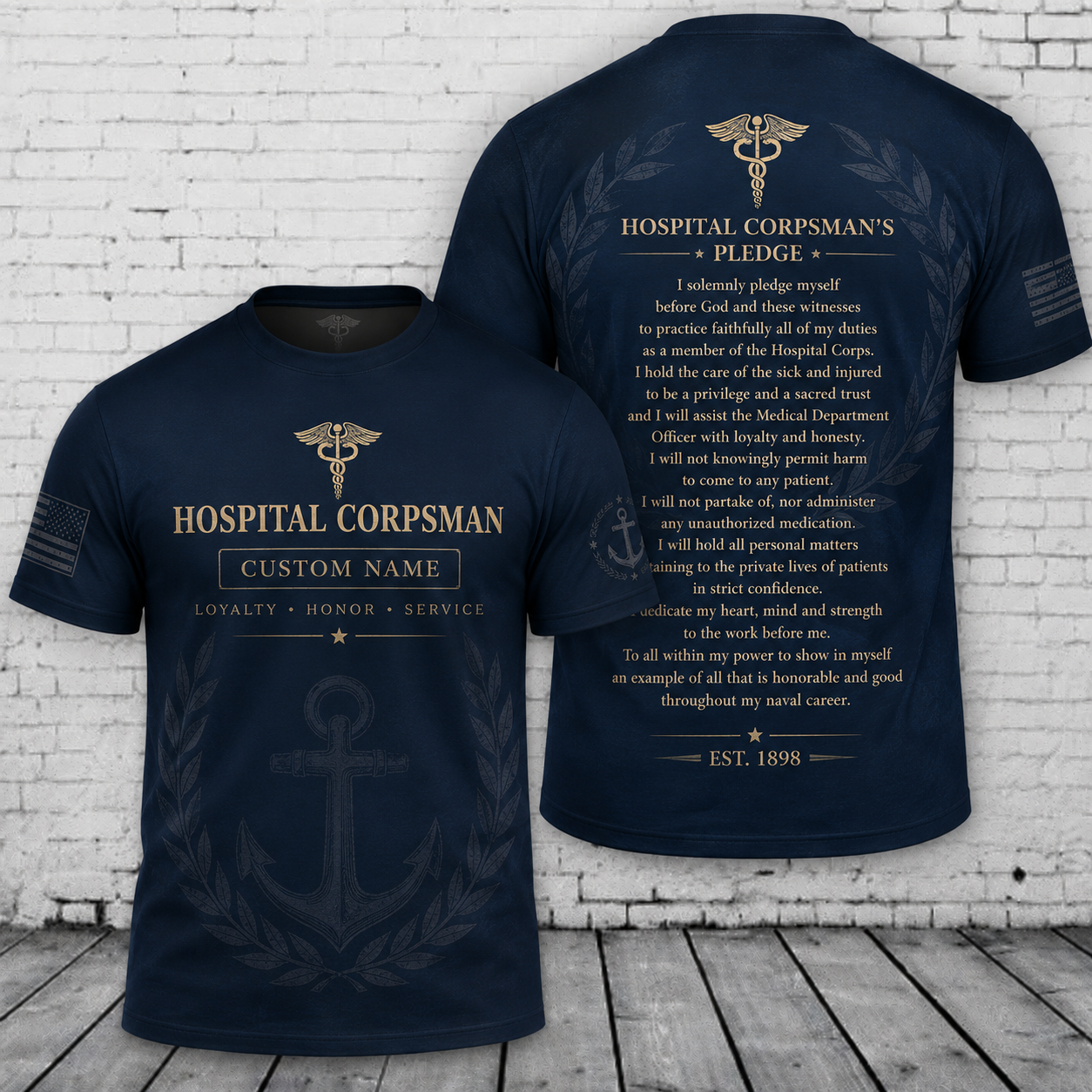 Custom Hospital Corps Veteran Legacy 3D T-Shirt - Military Retirement Gift