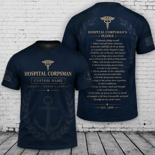 Custom Hospital Corps Veteran Legacy 3D T-Shirt - Military Retirement Gift