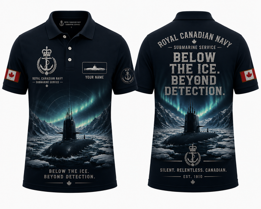 Custom Name Royal Canadian Navy Arctic Submarine Polo Shirt - Silent Service Apparel